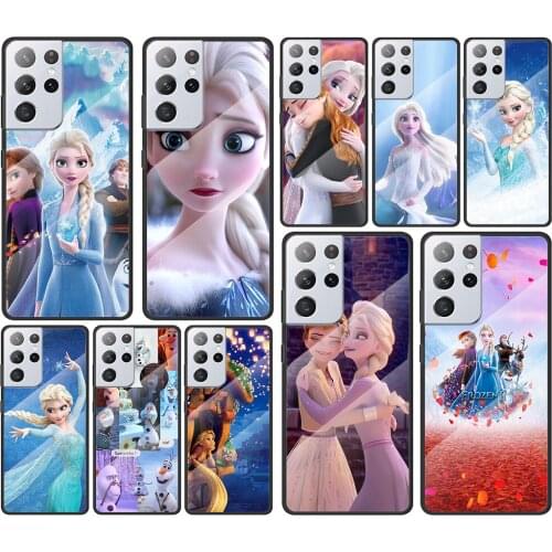 Frozen Aisha Princess for Samsung Galaxy S21 Ultra Plus A72 A52 4G 5G M51 M31 M21 Luxury Tempered Glass Phone Case Cover