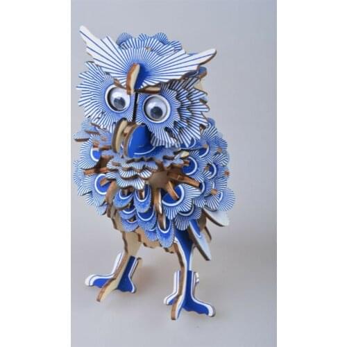 3D Owl Wooden Puzzle Jigsaw Wood Craft Modelling Toy Kit Kids DIY Educational Toy Handicrafts Child Gift