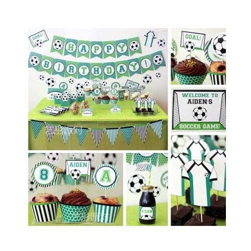 Children baby shower Creative football themed Happy Birthday Bunting Banner decorative Garland Birthday Party supplies