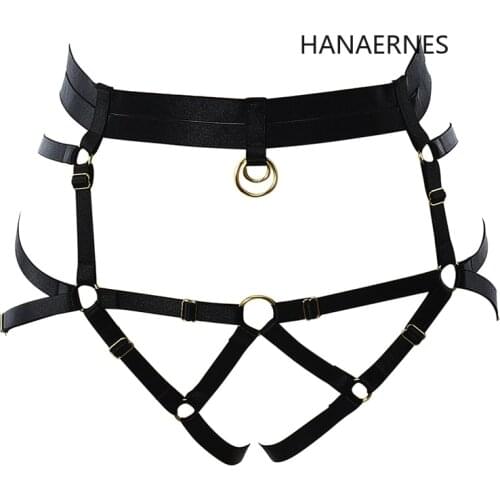 Womens Sling Metal Garters Belt Goth Fetish Body Harness Garter Belt Adjustable Women Sexy Punk Leg Stockings Cincher Strap