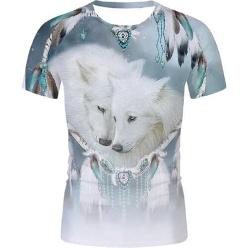 Summer T shirt Men Wolf 3D Print Tshirt Funny Animal Male Clothes Casual Streetwear Round Neck Short Sleeve Tees Tops Unisex