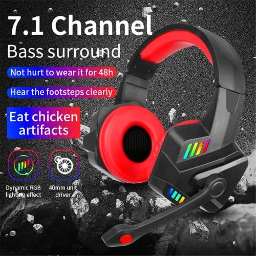 Gamer Headphones 7.1CH Gaming Headset Surround Sound Stereo Wired Earphones USB Microphone Colour Light For PC PS4 Xbox Game