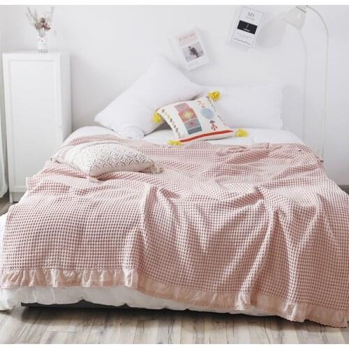 Cotton Muslin Summer Towel Blanket for Bed Sofa Breathable Bed Cover Soft Throw for Picnic Travel Outdoor Courtyard Use