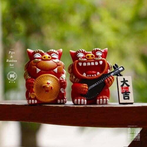 Chinese creative resin crafts mini lion ornaments cute Chinese gifts home decoration accessories modern