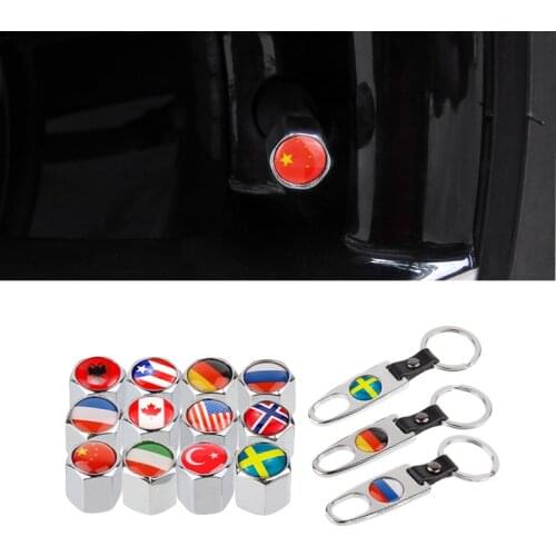 For Volvo S80 Vespa Smart Fortwo Brabus Corvette Abarth 500 Changan Cx70 National Flag Valve TIre Caps Car Accessories