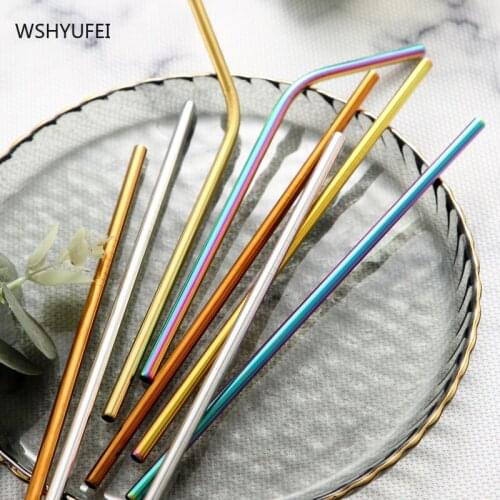Exquisite stainless steel environmental protection water cup, household metal cold drink straw, durable milk tea elbow straw
