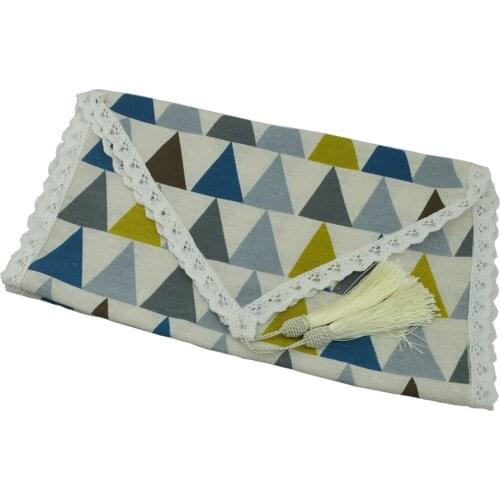 Linen Cotton Lace Tassel Table Runner Printed Christmas Tree Home Table Runner Wedding Xmas Birthday Party Hotel Table cover