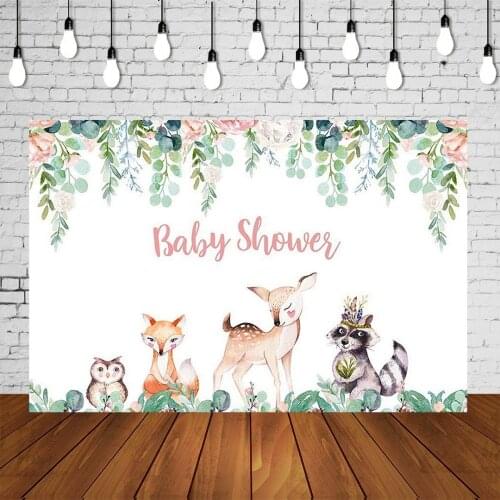 Sweet Girl Baby Shower Party Backdrop Woodland Cute Sika Deer its A Girl Banner Birthday Portrait Background Poster Decorations