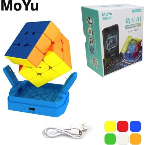 Newest 2021 MoYu Weilong AI 3x3x3 Speed Magnetic Cube Stickerless WRM Cubos Magico Puzzle SmartCube bluetooth connect with phone