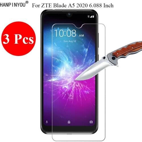 3 Pcs/Lot New 9H 2.5D Tempered Glass Screen Protector For ZTE Blade A5 2020 6.088" Protective Film + Clean Tools