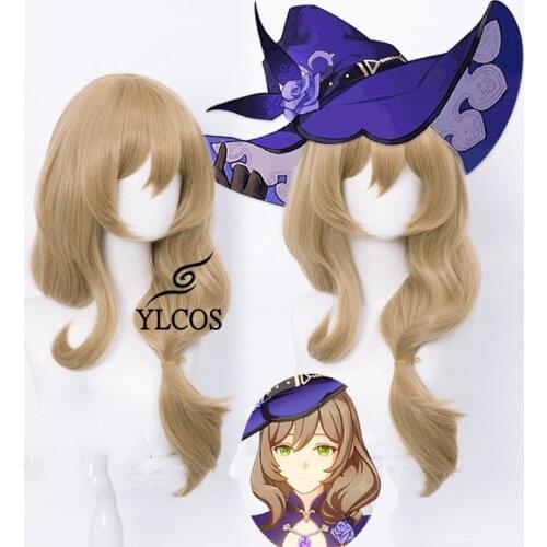 Game Genshin Impact Lisa Cosplay 65cm Wig Halloween Party Costume Accessories For Unisex