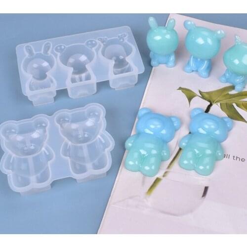 Transparent Silicone Mold Dried Flower Resin Decorative Craft DIY Rabbit Sitting Position Bear Mold Epoxy Resin Molds