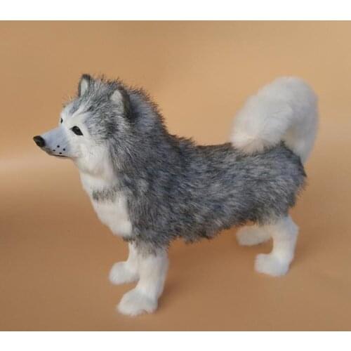 Fancytrader Squat Dog Realistic Husky Plush Toy Polyethylene & Furs Handicraft Home Decoration Doll Gift