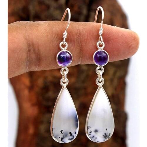 Best Selling Water Drop Earring Fashion Jewelry Purple Beads Dangle Earring For Women Wedding Gift Bijoux Mujer
