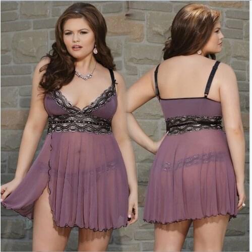 Sexy net Lingerie women hot Night Dress Sleepwear Nightgown G-String See Through Sexy Sheer Sleep Dres SilkyTemptation Babydoll