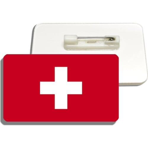 Swiss Flag Brooch Switzerland Acrylic Flag Lapel Pin For Women And Men Patriotic Backpacks Clothes Decor Meeting Party Badge