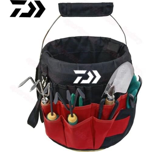 DAIWA 5 Gallon Bucket Tool Organizer Storage Bag 42 Pockets Fishing Hand Tool Kits Tote Pouch Oxford Cloth Gardening Tool Bag