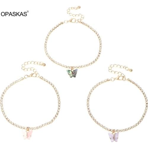 Foot Ornament Small Butterfly Pendant Popular Shiny Diamond Jewelry Fashion Wedding Travel Souvenir VL