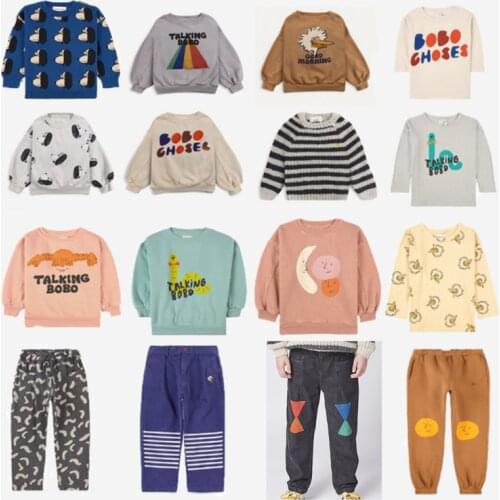 In Stock Kids Boys Sweaters Bobo 2021 Autumn Winter Long-sleeved Cute Cartoon Pullover Sweatershirts Warm Children Girls Sweater