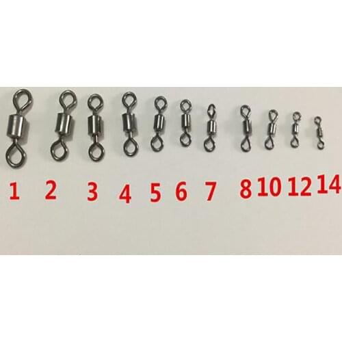200 PCS/Lot Fishing Swivels Ball Bearing Swivel With Safety Snap Solid Rings Rolling Swivel For Carp Fishing Accessories