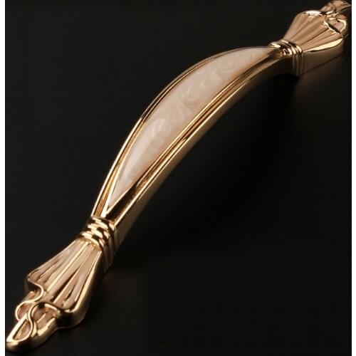 Amber Porcelain Handle European Antique Furniture Wardrobe Cabinet Drawer Door Handle (C.C.:128mm,Length:174mm)