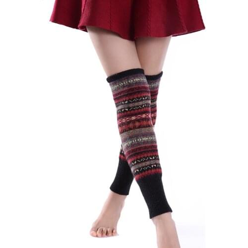 Ladies autumn and winter new knitting foot cover, hemp pattern, pile socks, wool boot cover, leg cover