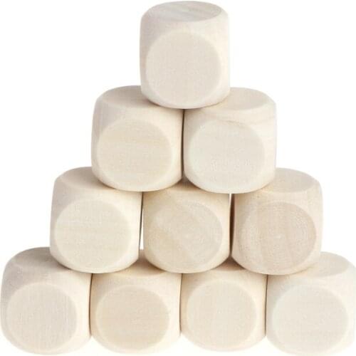 10pcs 6 Sided Blank Wood Dice Party Family DIY Games Printing Engraving Kid Toys 54DE