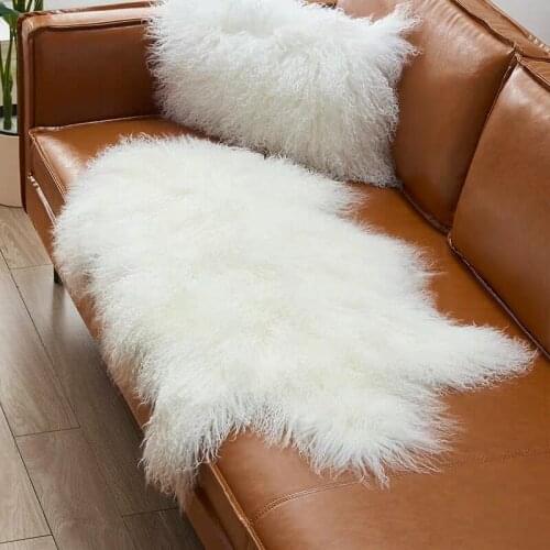 100% genuine Mogolian free shaped cut sheepskin shag rug ,beige color curly sheep fur carpet , decoration sheep fur cushion
