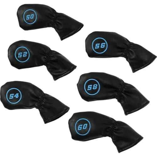 6pcs PU leather Golf Club Head Cover Headcovers Wedge Iron Putter Protect Sleeve