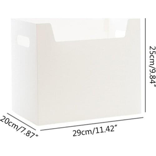 94PF Double Handle Plastic Desk Book Storage Bins File Magazine Stacking Utility Containers Minimalist Solid Color Filing