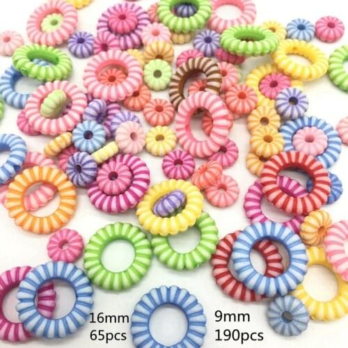 Acrylic Candy color stripe circle Beads Flexible Combination Beads For Jewelry Making kids toy DIY Craft Needlework Accessory