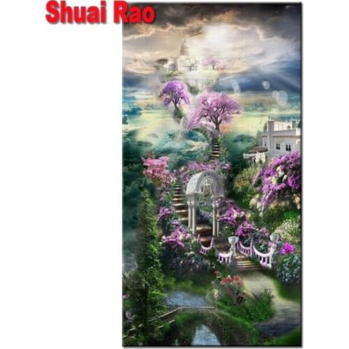 Large Size Diamond Embroidery sale DIY Garden Natural scenery 5D Diamond Painting Cross Stitch Full Mosaic Fantasy Landscape