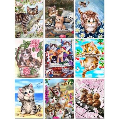 MUXUN 5D Diy Diamond Painting Cat Cross Stitch Animal Embroidery Complete Kit Picture Of Rhinestones Mosaic Decoration Home Gift