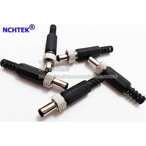NCHTEK Lockable DC Power Male Plug 5.5x2.1mm Socket Adapter Connector With Screw Nut Locking For Cable/Free shipping/5PCS