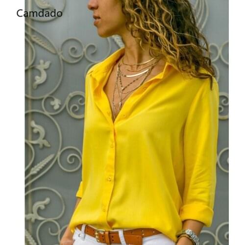 Women White Blouses Button Solid women shirt Female Chiffon Womens Slim Clothing Plus Size Tops 2021 summer Long Sleeve Shirt