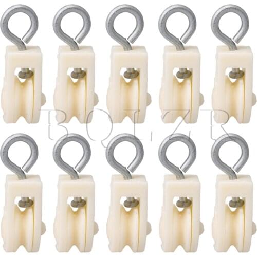 BQLZR 10pcs Plastic White 8mm Single Sheave Pulley Livestock Supplies for Farm