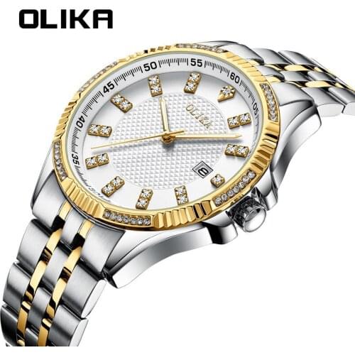 Web celebrity watches solid steel strip waterproof mens fashion leisure contracted watch men set auger belt calendar