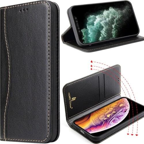 Genuine Real nature cow Leather Flip Case For iPhone 12 Pro Max mini Book Business Wallet Magnetic For iPhone 12 mini