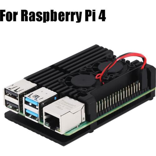 Aluminum Case Alloy Armor with Cooling Heatsink Dual Fan for Raspberry Pi 4 Model B