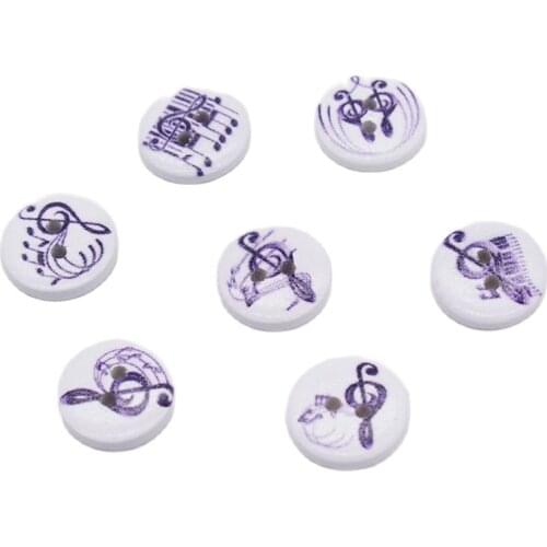 Wood Buttons For Scrapbooking Decorative Accessories Music Note Pattern Sewing crafts Buttons Mix 100 Pcs