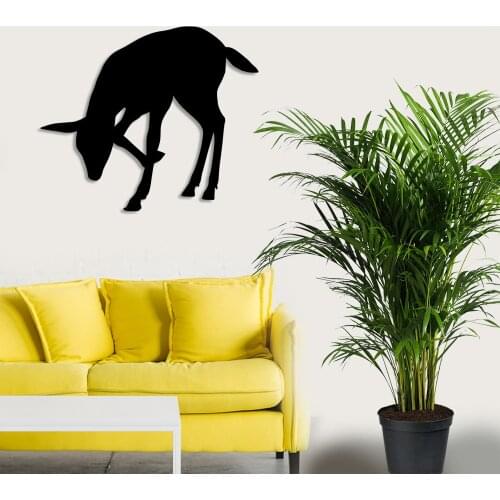 Baby Gazelle Deer Trying to Drink Water Wall Room Accessory Wooden Table 50x42cm