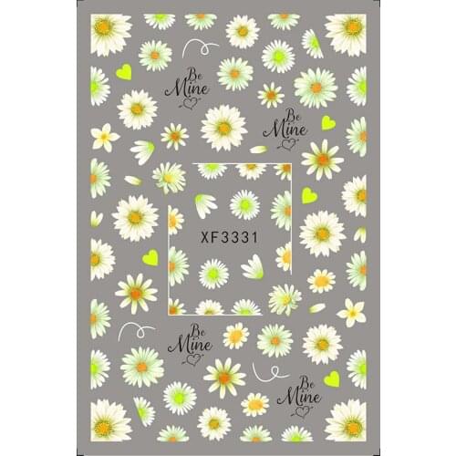 Elegant Daisy Flower Autumn Leaves Nails Art Manicure Back Glue Decal Decorations Design Nail Sticker for Nails Beauty