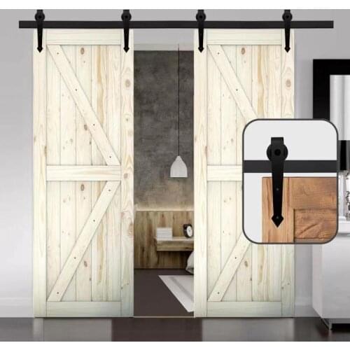 HACCER Arrow Shape 4-16FT Barn Door Track Slides Hardware Classic Style Wood Sliding Double Door Roller Rails