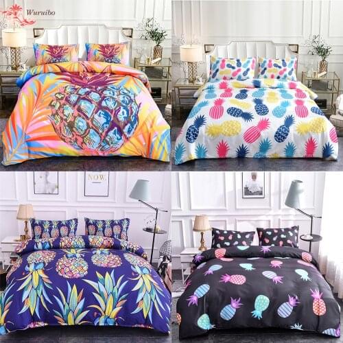 Homesky Pineapple Pattern Bedding Set Queen Size Plant Home Bedding Cover Single Bed Linen King Bed Set Duvet Cover
