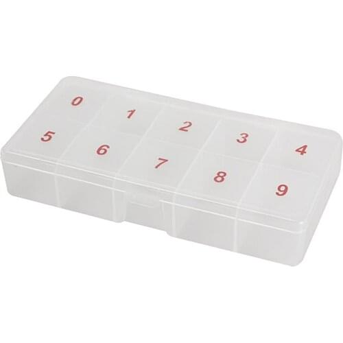 False Nail Tips Storage Box Clear Compartments Plastic Case NIN668