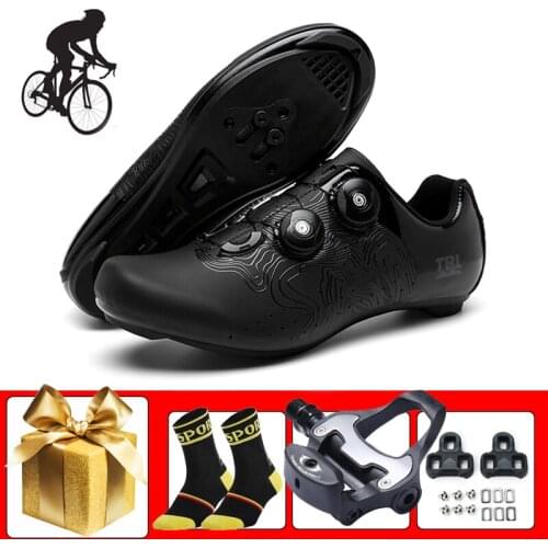 Road Bike Sneakers Self-locking Breathable Bicycle Riding Shoes Add SPD-SL Pedals Wear-resistant Outdoor Athletic Bike Footwear