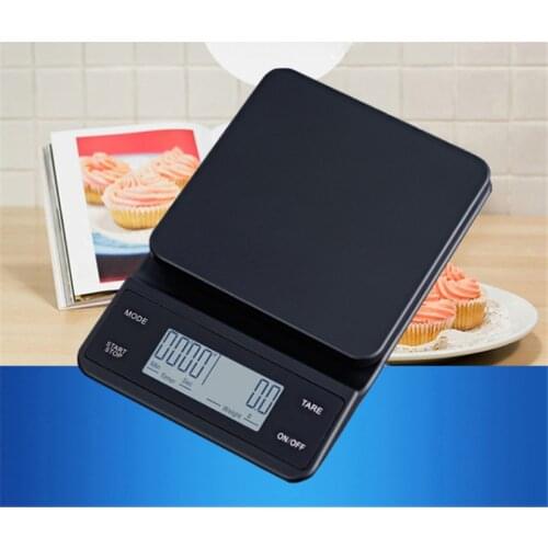 USB Charge Kitchen Scale With Timer Electronic Coffee Scales Black Portable Weighing Food Scale Waterproof Smart Scale With Pad