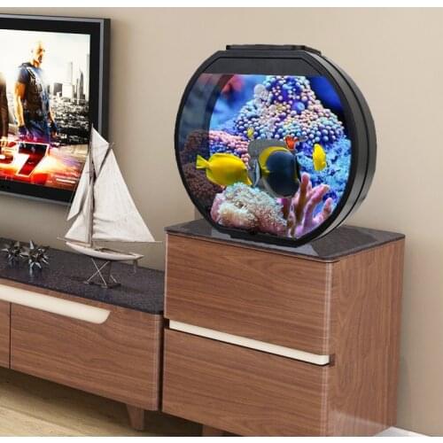 Fashion Creative Fish Tank Decoration Living Room Office Desktop Small round Glass Ecological Lazy Free Change Aquarium