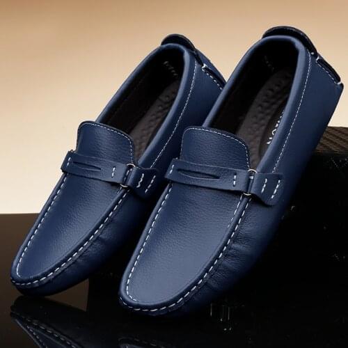 Y156 2021 Mens Plus Sizes Soft Bottom Driving Shoes Retro Loafers Split Leather Fashion Casual Slip-on Comfortable Walking Shoe