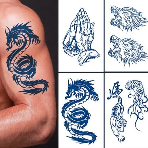 Men Women Juice Temporary Tattoos Fake Stickers Waterproof Semi-permanent Geisha Fox Rose Tattoo Stickers Boys Girls Body Art